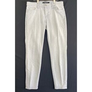 J Brand Cass Mid Rise Back Zip Capri Jeans Blue & White Enginer Stripe Women 29